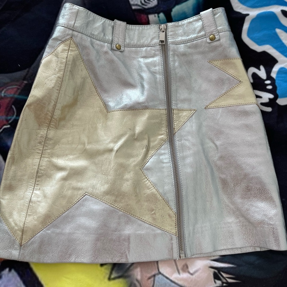 Topshop silver star patent skirt